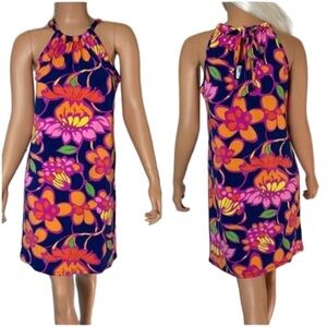 Trina Turk JuJu Abstract Floral Halter Mini Dress Bow Back XS $168 NWT